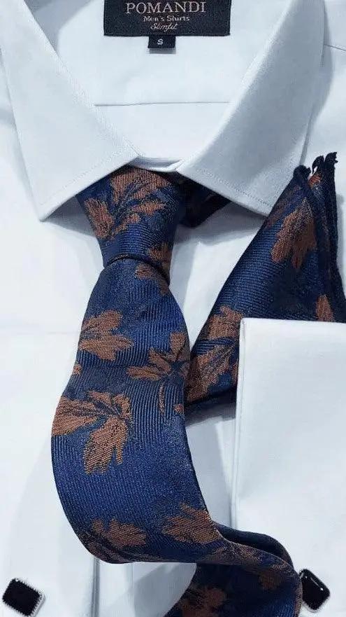 Cravate élégante bleue et marron avec chemise blanche