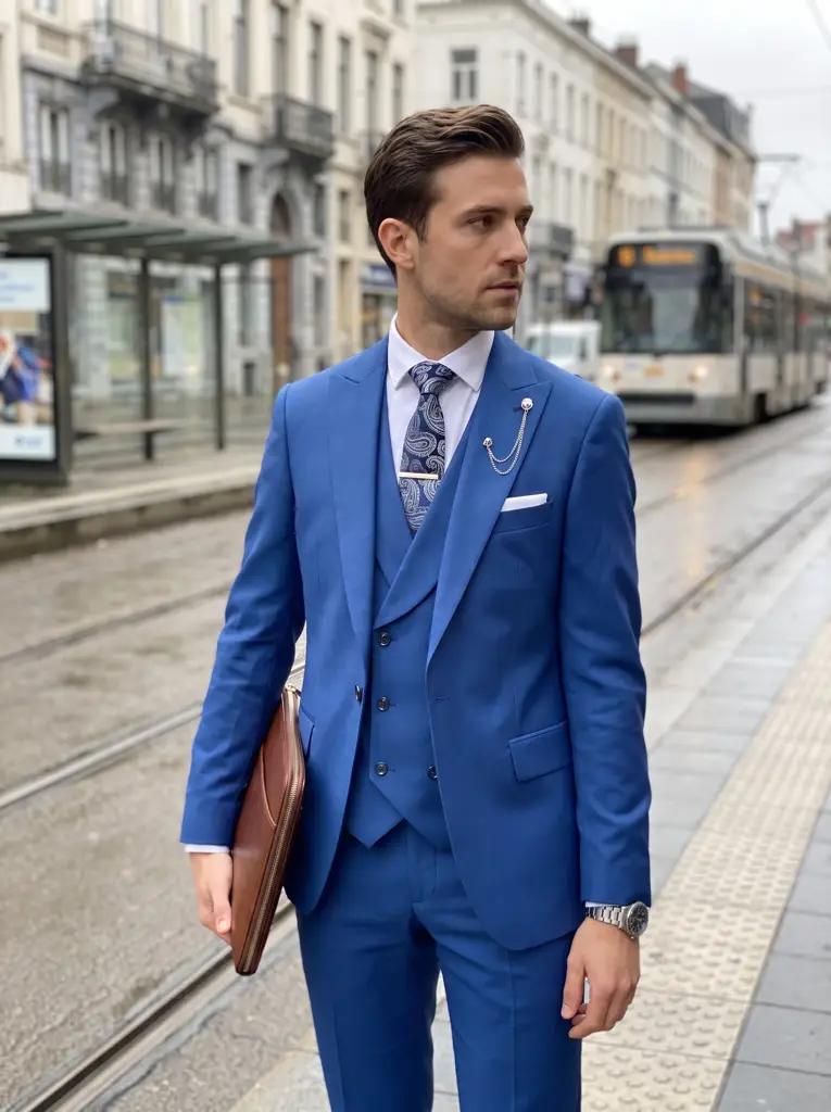 Koningsblauw Driedelig Pak Heren — PK555