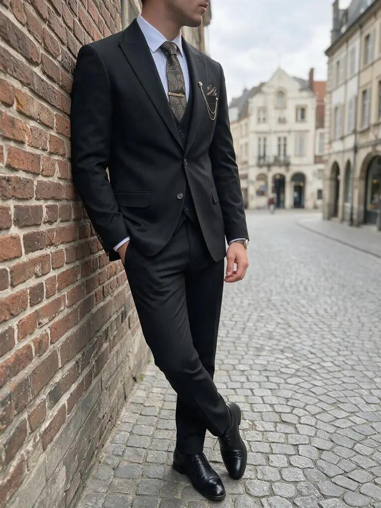 Zwart Driedelig Pak Heren — PK556