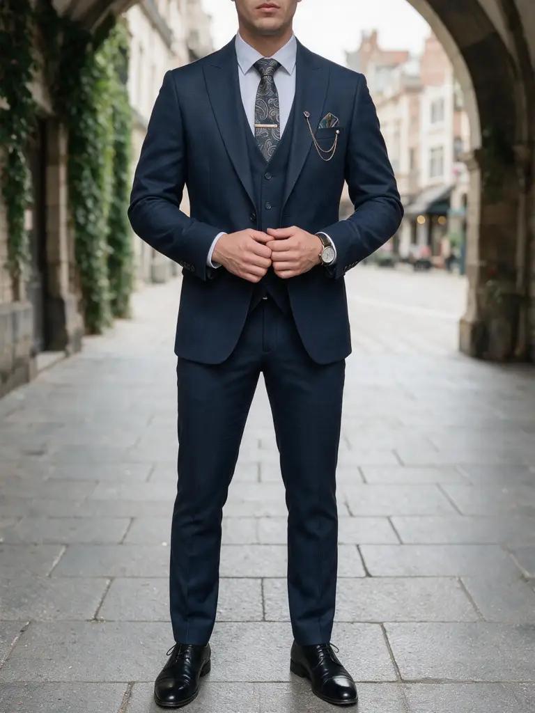 Donkerblauw Driedelig Pak Heren — PK259