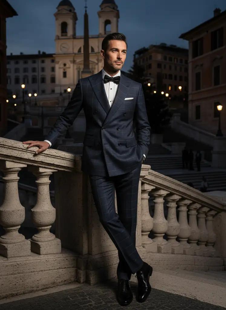 Gala kostuum Made to Measure — Italiaanse wol, double-breasted (V2656)