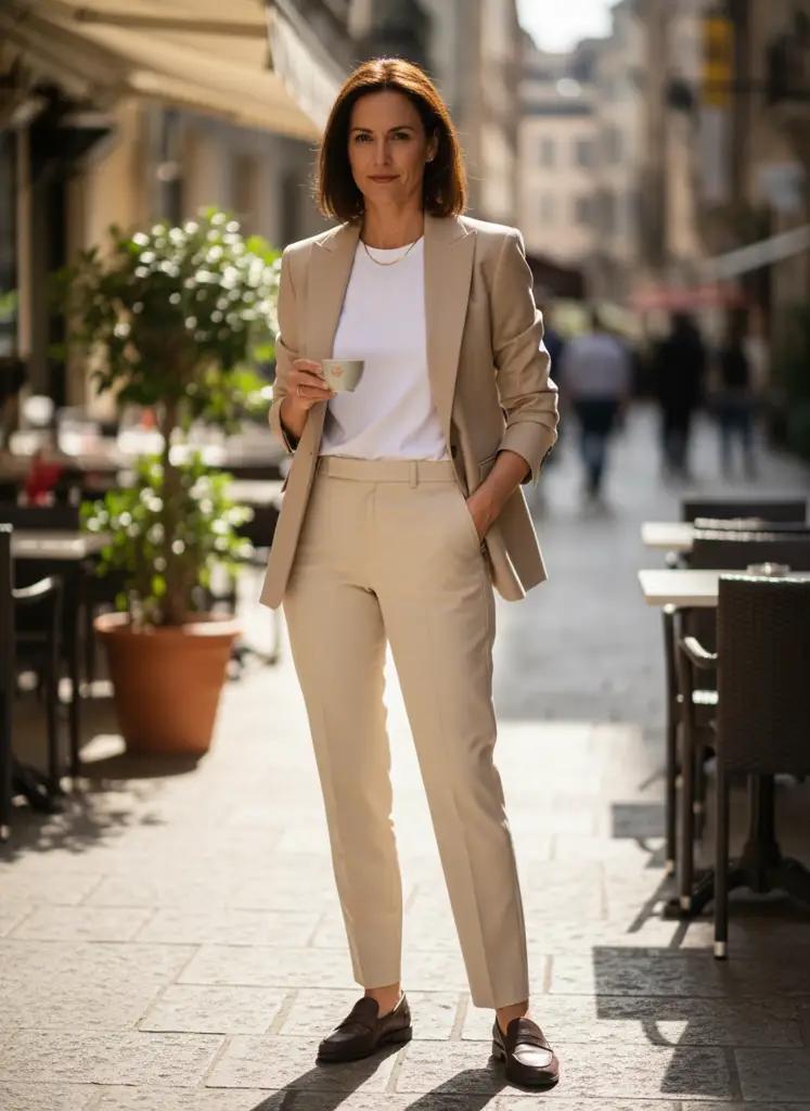 Dames blazer op maat — Beige — dames maatpak op maat